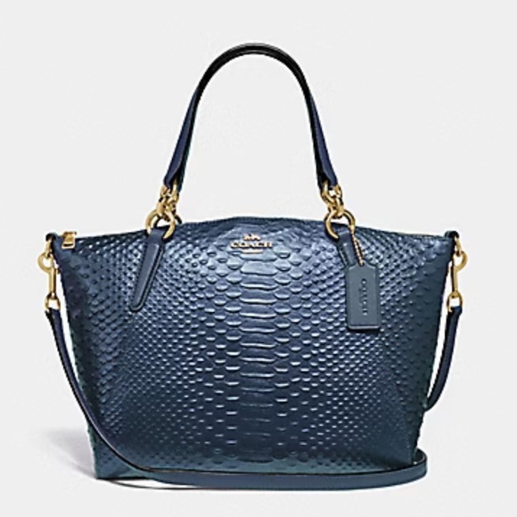 Coach Blue Python Embossed Kelsey Bag - Picture 1 of 3